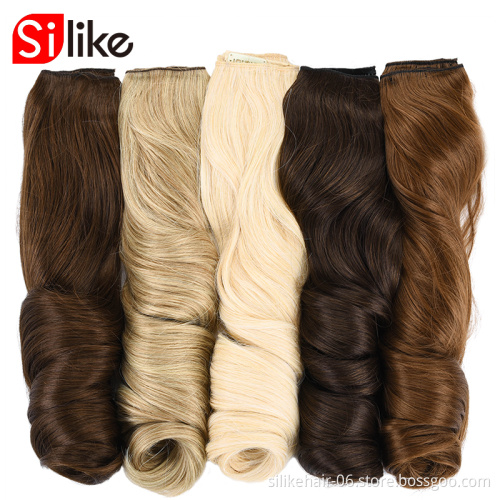 Natural Wavy Long Clips In Hair Extensions Synthetic Crochet  Hair Water Wave Blonde Black Brown Red 24'' For Women Hair pieces